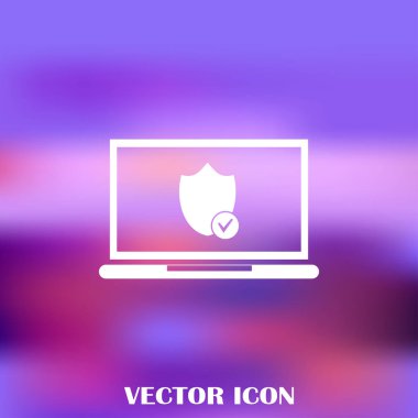 Not Defteri ile kalkan. Dizüstü bilgisayar koruma vektör simgesi.