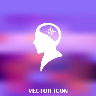 Siluet vektör çizim pusula gül işaretiyle insan kafasından