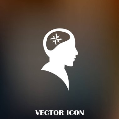 Siluet vektör çizim pusula gül işaretiyle insan kafasından