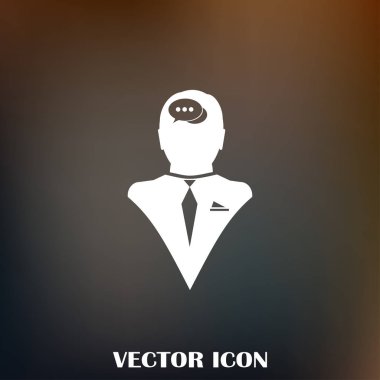 Bir kafa ile konuşma balonu silüeti. Bir kafa ile konuşma balonu vektör çizim silueti.