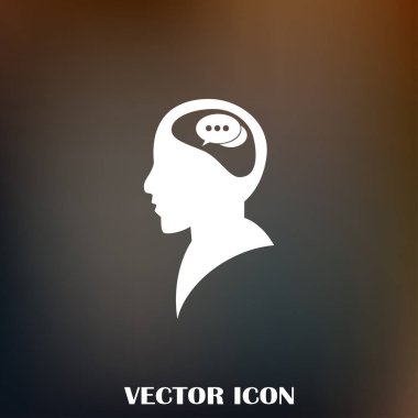 Bir kafa ile konuşma balonu silüeti. Bir kafa ile konuşma balonu vektör çizim silueti.