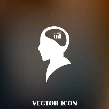 İş adamı ve büyüyen diyagramı siluetleri. insan baş ve grafik simgesi. İş kavramı