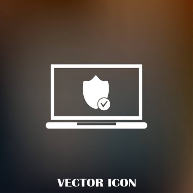 Not Defteri ile kalkan. Dizüstü bilgisayar koruma vektör simgesi.