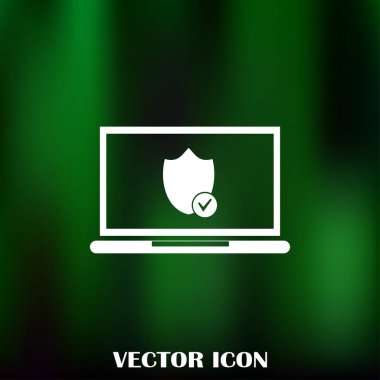 Not Defteri ile kalkan. Dizüstü bilgisayar koruma vektör simgesi.