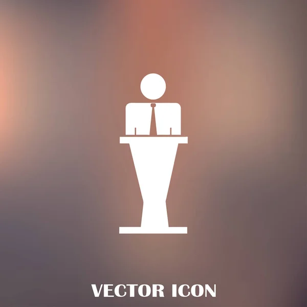 Icono de vector de altavoz. Orador hablando desde la ilustración tribuna . — Vector de stock