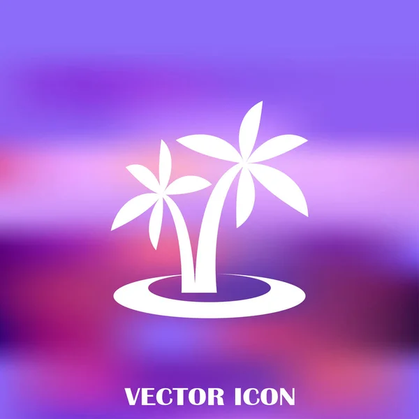 Palm trees silhouette on island. Vector illustration — Stock Vector