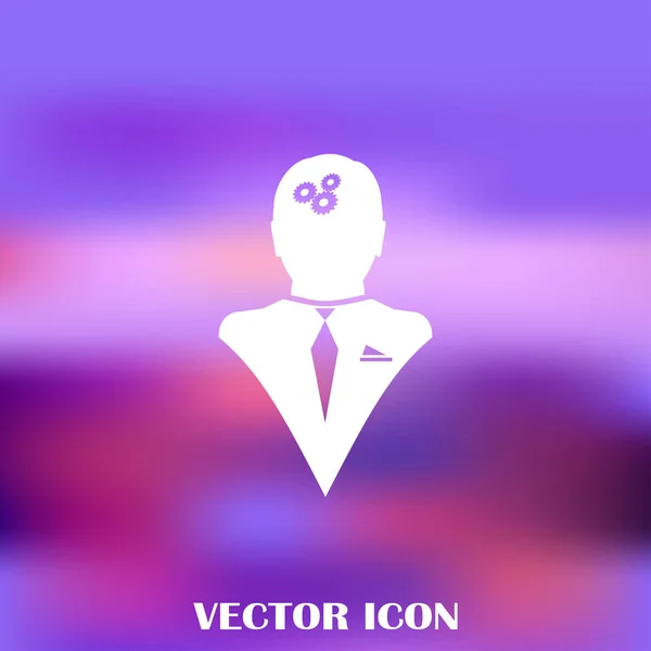 Engranajes en la cabeza del hombre icono — Vector de stock