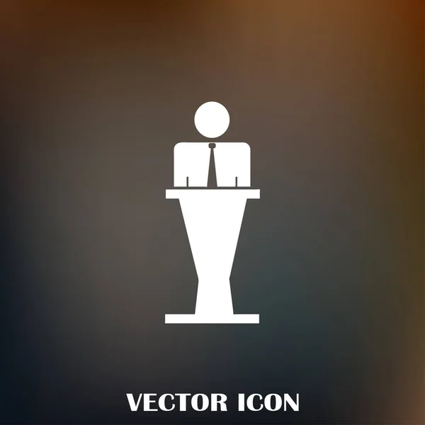 Icono de vector de altavoz. Orador hablando desde la ilustración tribuna . — Vector de stock