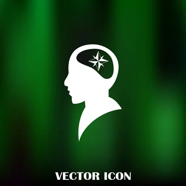 Kepala manusia dalam siluet dengan kompas tanda mawar, vektor ilustrasi - Stok Vektor