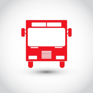 Okul otobüsü simgesi üzerinde arka izole. Logo illüstrasyon