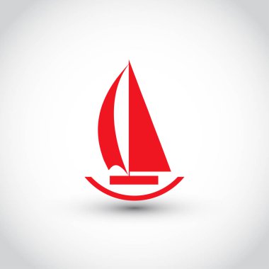 Yelkenli tekne simgesi. düz stil