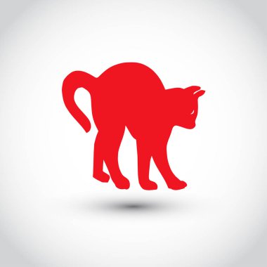 Siyah kedi silueti. Vektör illüstrasyonu.