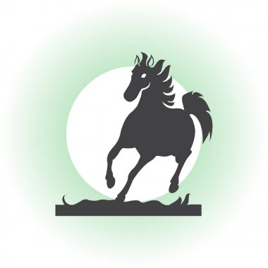 At siluet çalıştırıyor. Vektör çizim.