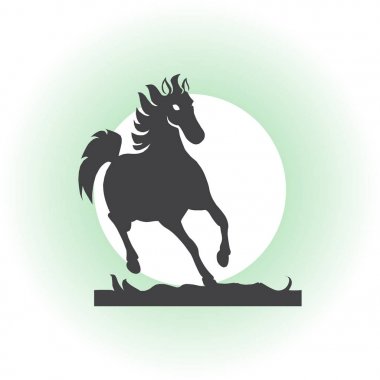 At siluet çalıştırıyor. Vektör çizim.