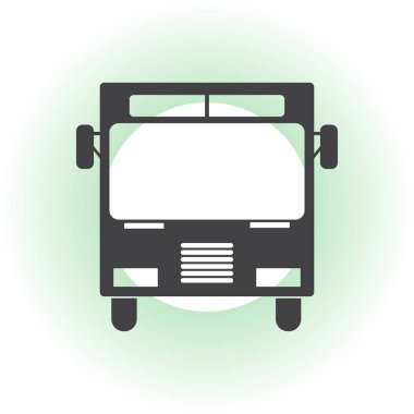 Okul otobüsü simgesi üzerinde arka izole. Logo illüstrasyon