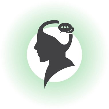 Bir kafa ile konuşma balonu silüeti.