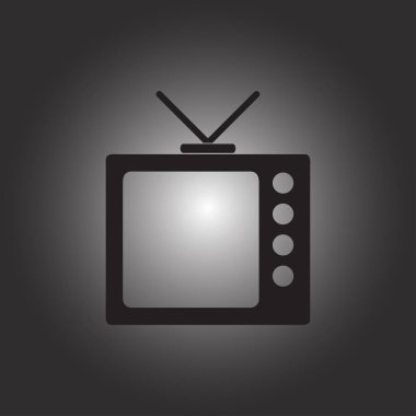 Trendy düz tarzı TV simgesi. Web sitesi tasarımı, logo, app, kullanıcı arabirimi için televizyon sembolü. Vektör çizim, Eps10.