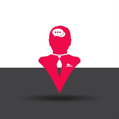 konuşma balonu, insan kafasıyla simgesi. Vektör Eps 10