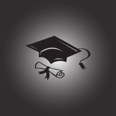 graduation cap and diploma web icon. vector illustration clipart