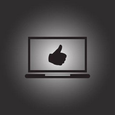 başparmaklar yukarı ya da benzeri semboller dizüstü bilgisayar ekran stok vektöründen gelir