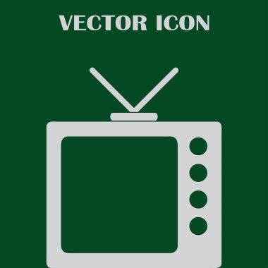 Trendy düz tarzı TV simgesi. Web sitesi tasarımı, logo, app, kullanıcı arabirimi için televizyon sembolü. Vektör çizim, Eps10.