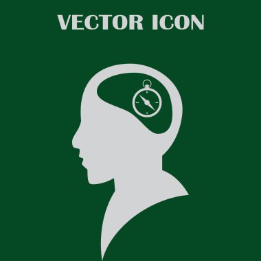 Siluet vektör çizim pusula gül işaretiyle insan kafasından