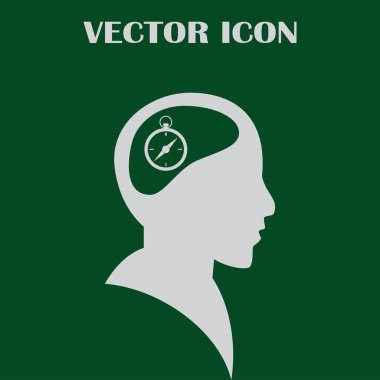 Siluet vektör çizim pusula gül işaretiyle insan kafasından