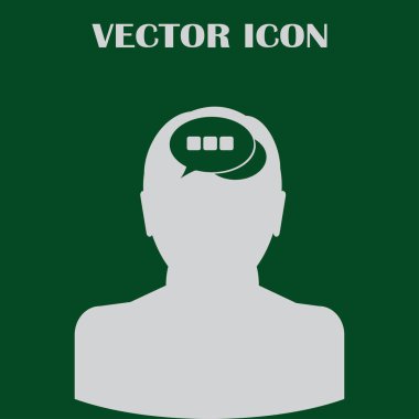 Bir kafa ile konuşma balonu silüeti. Bir kafa ile konuşma balonu vektör çizim silueti