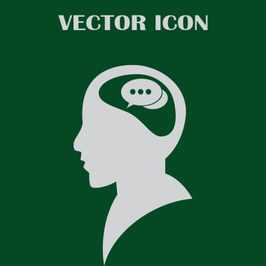 Bir kafa ile konuşma balonu silüeti. Bir kafa ile konuşma balonu vektör çizim silueti