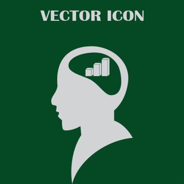 İş adamı ve büyüyen diyagramı siluetleri. insan baş ve grafik simgesi. İş kavramı