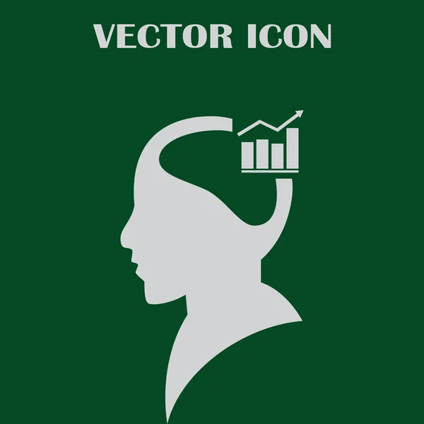 Geschäftsmann und wachsende Diagramm-Silhouetten. menschlicher Kopf und Diagramm-Symbol. Geschäftskonzept — Stockvektor