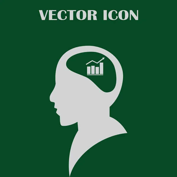 Geschäftsmann und wachsende Diagramm-Silhouetten. menschlicher Kopf und Diagramm-Symbol. Geschäftskonzept — Stockvektor