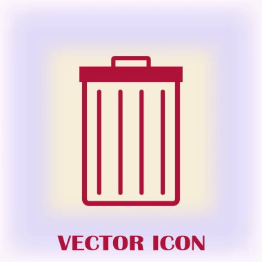 Çöp çöp kutusu simgesini izole. Vektör çizim. Düz style.waste kağıt basket. Atık kutusu. Çöp kutusu. Çöp sepeti. Çöp sepeti.