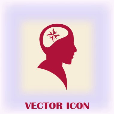 Siluet vektör çizim pusula gül işaretiyle insan kafasından