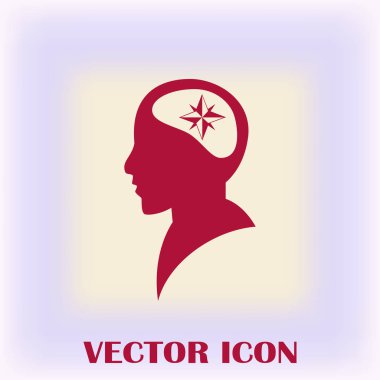 Siluet vektör çizim pusula gül işaretiyle insan kafasından