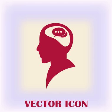 Bir kafa ile konuşma balonu silüeti. Bir kafa ile konuşma balonu vektör çizim silueti