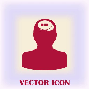 Bir kafa ile konuşma balonu silüeti. Bir kafa ile konuşma balonu vektör çizim silueti