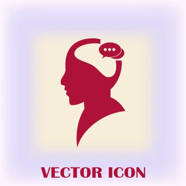 Bir kafa ile konuşma balonu silüeti. Bir kafa ile konuşma balonu vektör çizim silueti