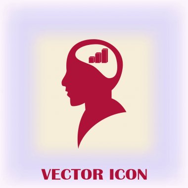 İş adamı ve büyüyen diyagramı siluetleri. insan baş ve grafik simgesi. İş kavramı