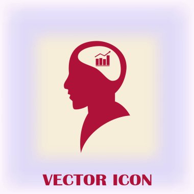 İş adamı ve büyüyen diyagramı siluetleri. insan baş ve grafik simgesi. İş kavramı