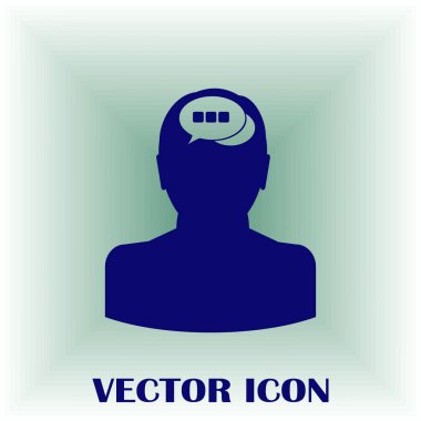 Bir kafa ile konuşma balonu silüeti. Bir kafa ile konuşma balonu vektör çizim silueti