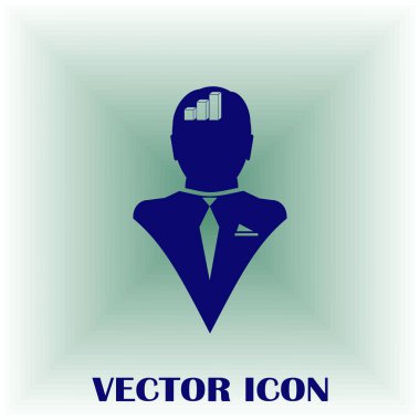 İş adamı ve büyüyen diyagramı siluetleri. insan baş ve grafik simgesi. İş kavramı