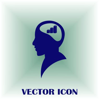 İş adamı ve büyüyen diyagramı siluetleri. insan baş ve grafik simgesi. İş kavramı