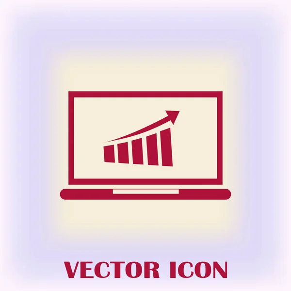 Ícone de vetor web. Monitor com gráfico de negócios — Vetor de Stock