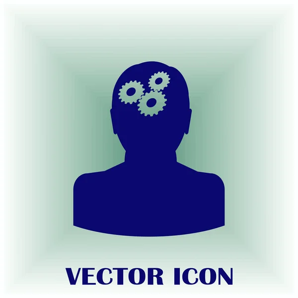 Engranajes en la cabeza del hombre icono — Vector de stock