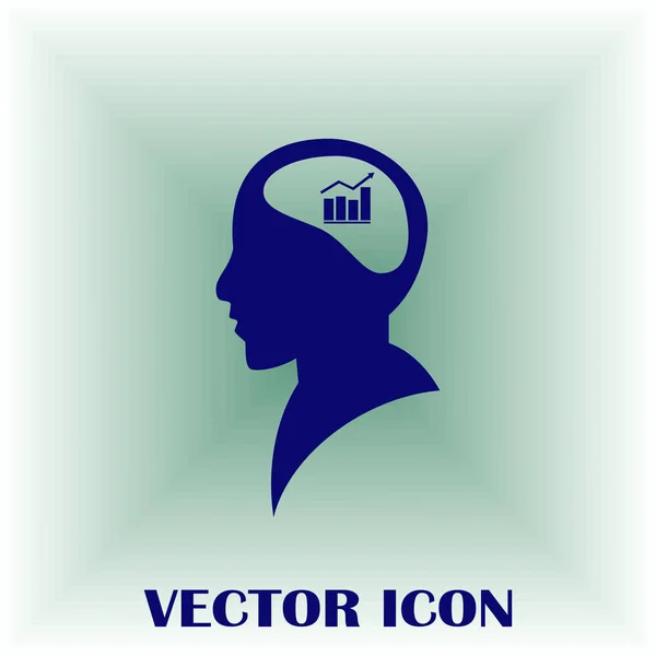 Hombre de negocios y siluetas de diagrama creciente. cabeza humana e icono gráfico. Concepto empresarial — Vector de stock
