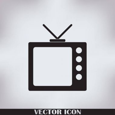 Trendy düz tarzı TV simgesi. Web sitesi tasarımı, logo, app, kullanıcı arabirimi için televizyon sembolü. Vektör çizim, Eps10.
