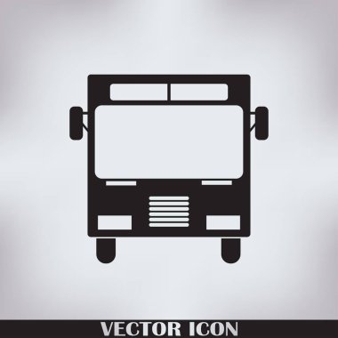 Okul otobüsü simgesi üzerinde arka izole. Logo illüstrasyon