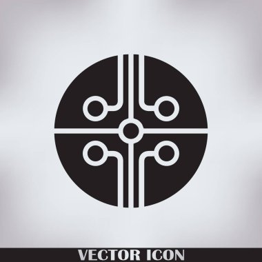 Devre kartı, teknoloji ikonu, vektör illüstrasyonu. Düz tasarım biçimi