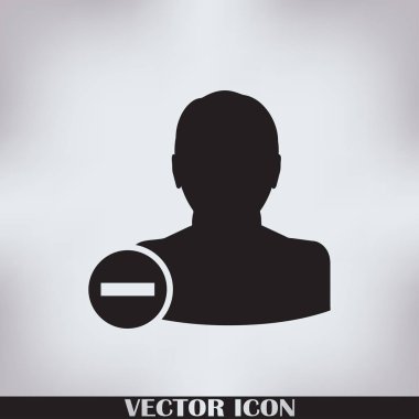 Kullanıcı profili işareti simgesini Sil glif ile web. Vektör çizim tasarım öğesi eps10